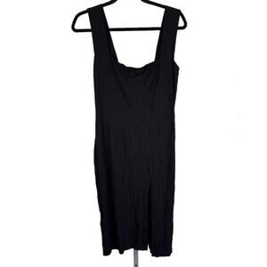 Reformation Knit Black Ribbed Minimalist Slit Midi XL Cassi Dress Women's
